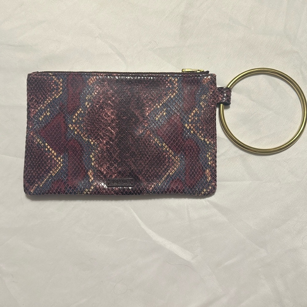 Fossil Snake Embossed Zip Purple Ring Handheld Zip Pouch Wristlet Clutch